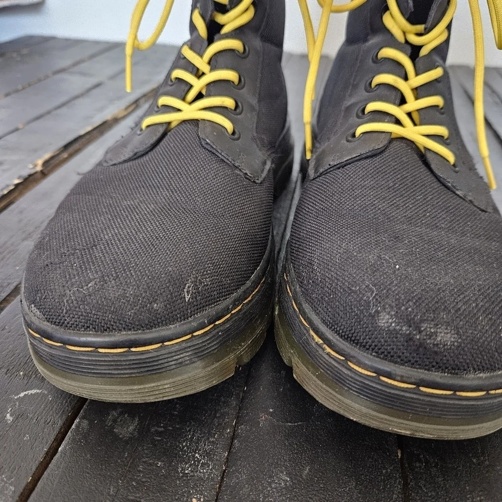 Dr. Martens Men's 11 Black Yellow High-Top Boots Chunky Sole Combat Work Utility